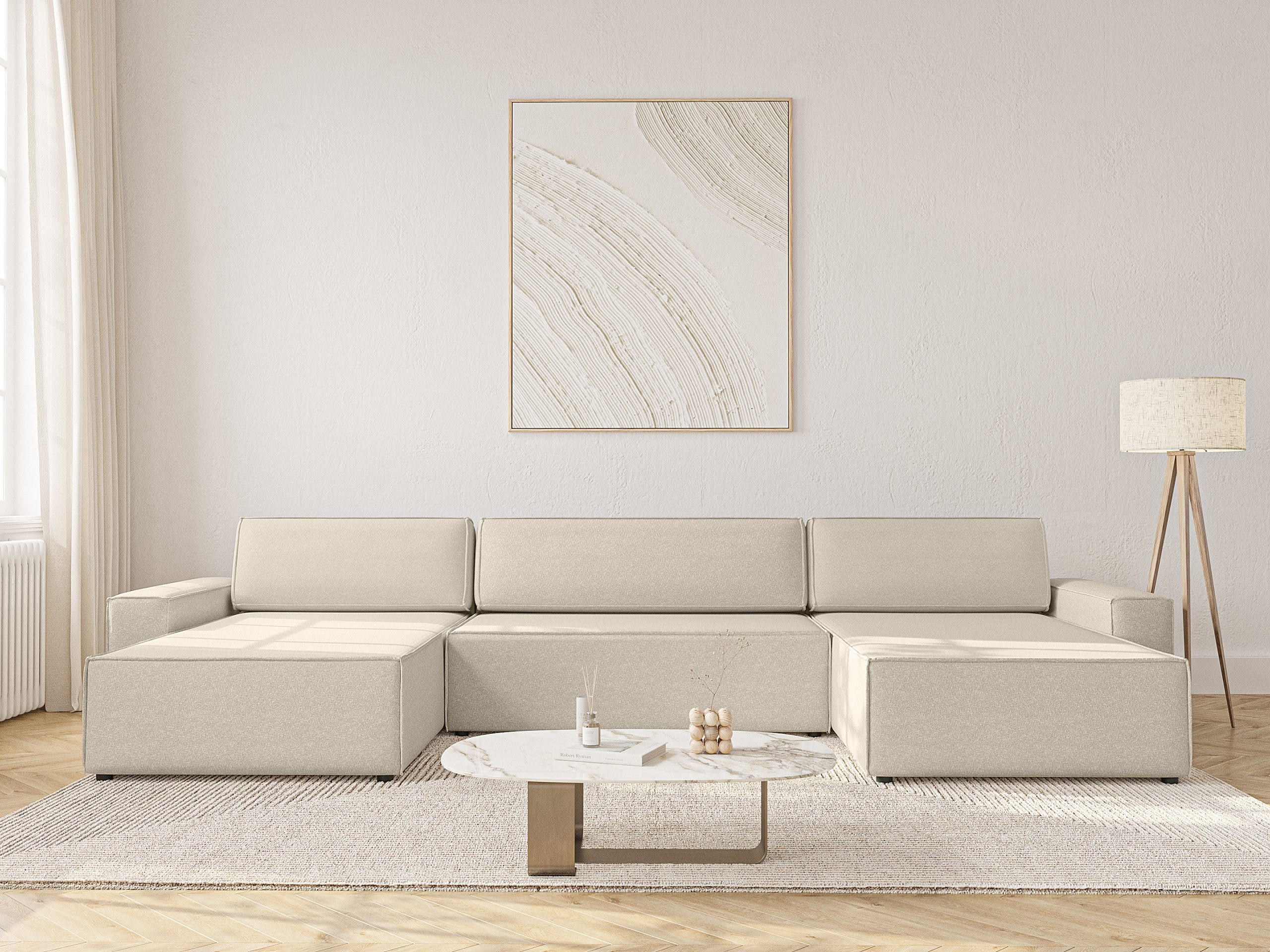 WOHNLANDSCHAFT Lummo U mit Schlaffunktion, Beige - Beige, Textil (386/70/185cm) - Fedve