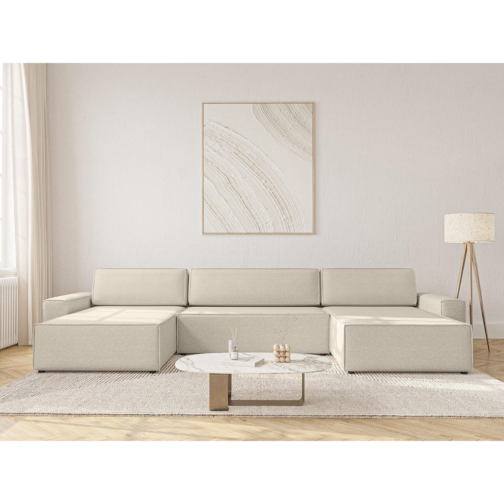 Thumbnail - Fedve Wohnlandschaft, Beige, Textil, U-Form,L-Form, 386x70x185 cm, Wohnzimmer, Sofas & Couches, Wohnlandschaften, Wohnla...