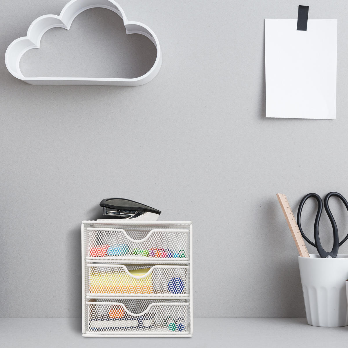 SCHUBLADENBOX - Weiß, Metall (17/16/17cm) - Relaxdays