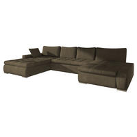 WOHNLANDSCHAFT Caro - Dunkelbraun/Silberfarben, Holz/Textil (394/80/213cm) - MIRJAN24