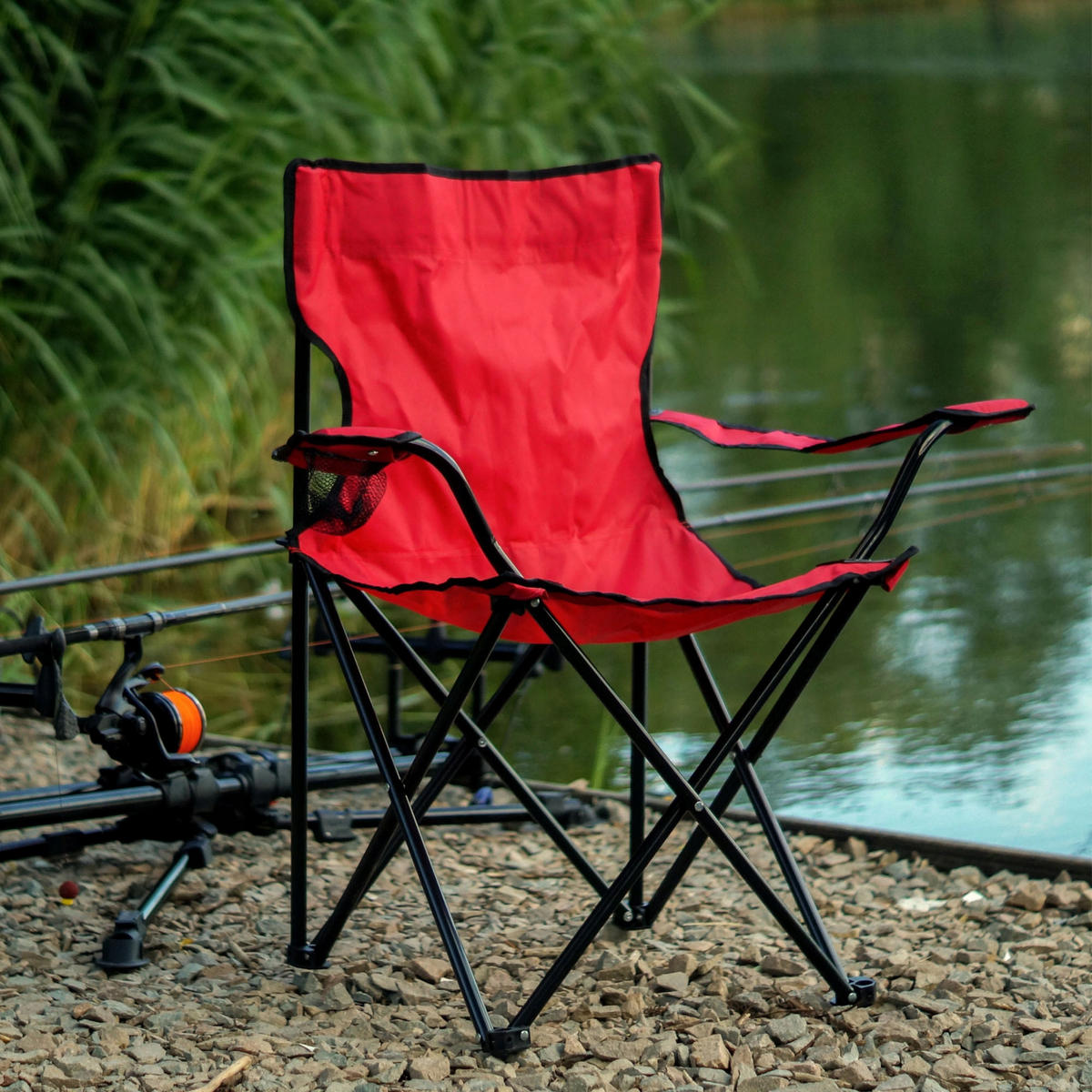 Klappstuhl 82 x 46 cm Rot - Rot, Metall (46/82cm) - KADAX