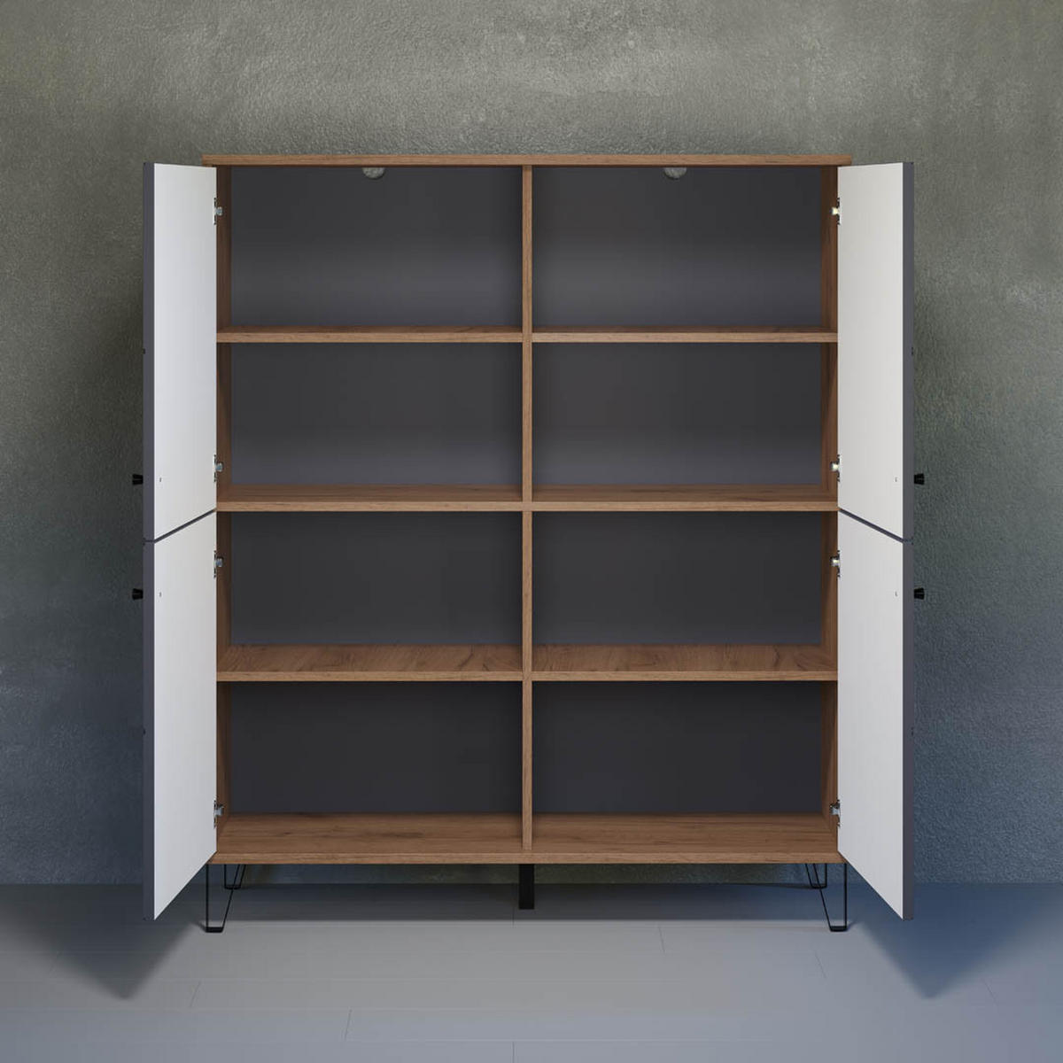 HIGHBOARD Touch Graphitfarben - Graphitfarben, Holzwerkstoff (123/136/40cm) - ebuy24