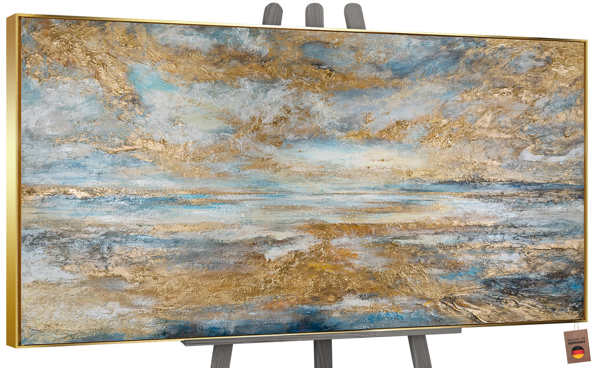 YS-art gallery Gemälde Gold 200x100 cm