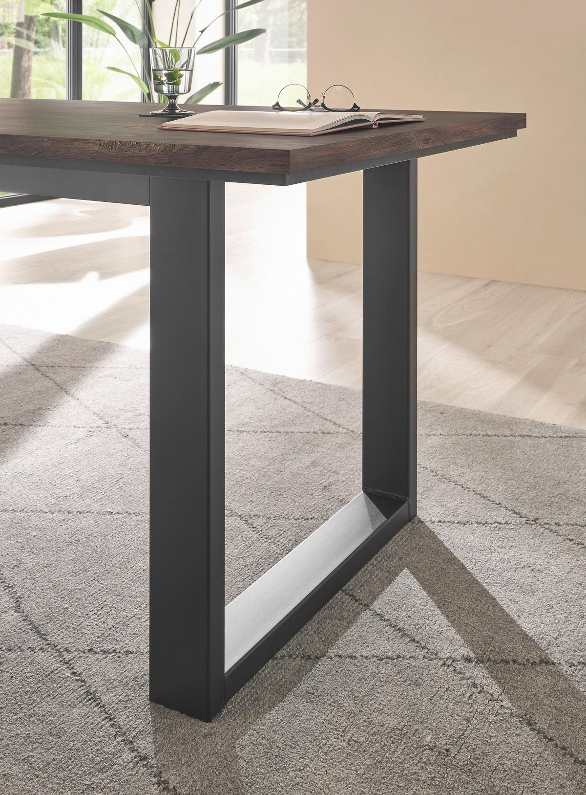 ESSTISCH M18 Thermo Oak & Anthrazit 160/77/81 cm - Graubraun, Holzwerkstoff (81/160/77cm) - Livojo