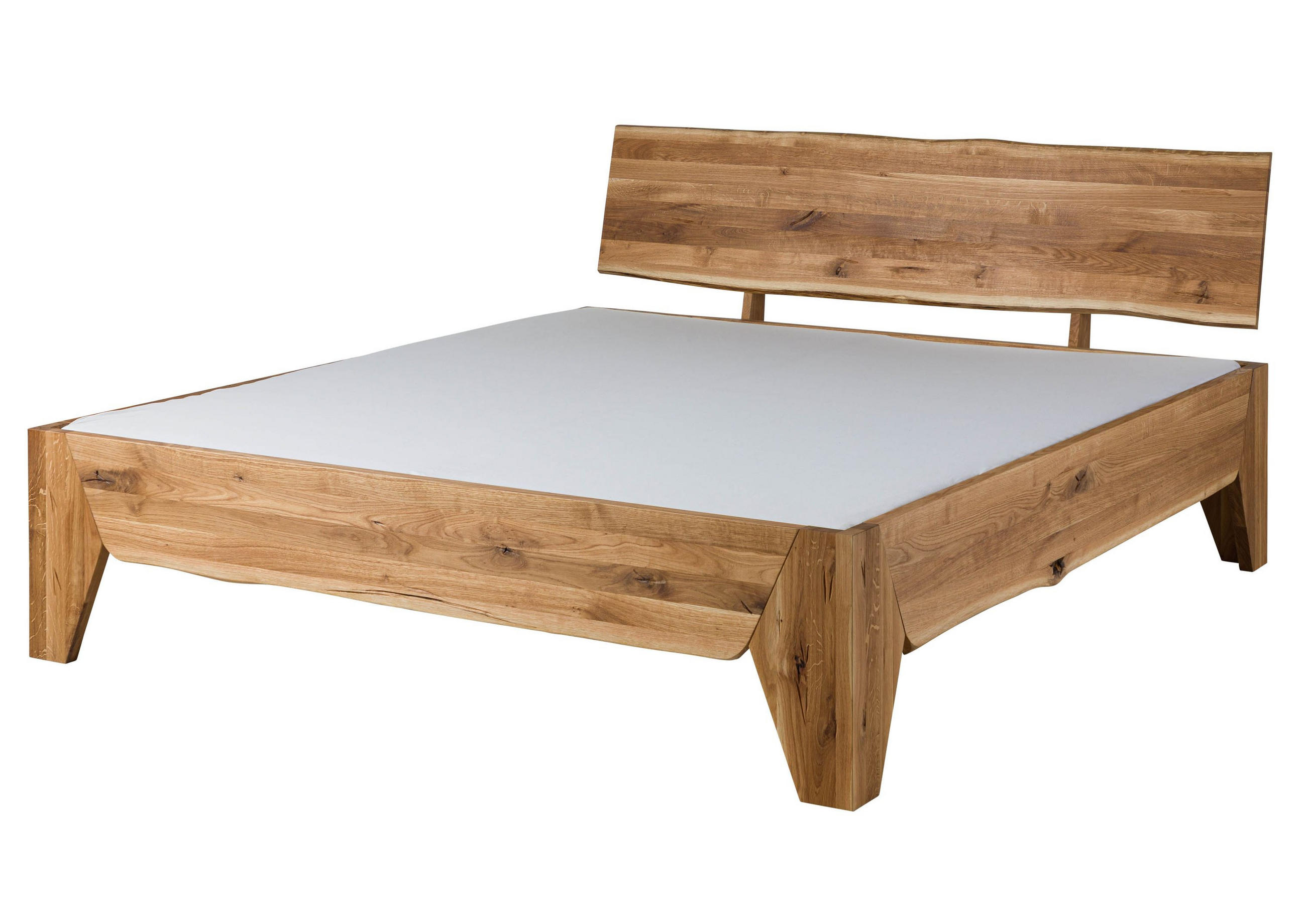 HOLZBETT Wildeiche 200x200 natur geölt PURE OAK #116 - Braun, Holz (200/200cm) - Massivmoebel24