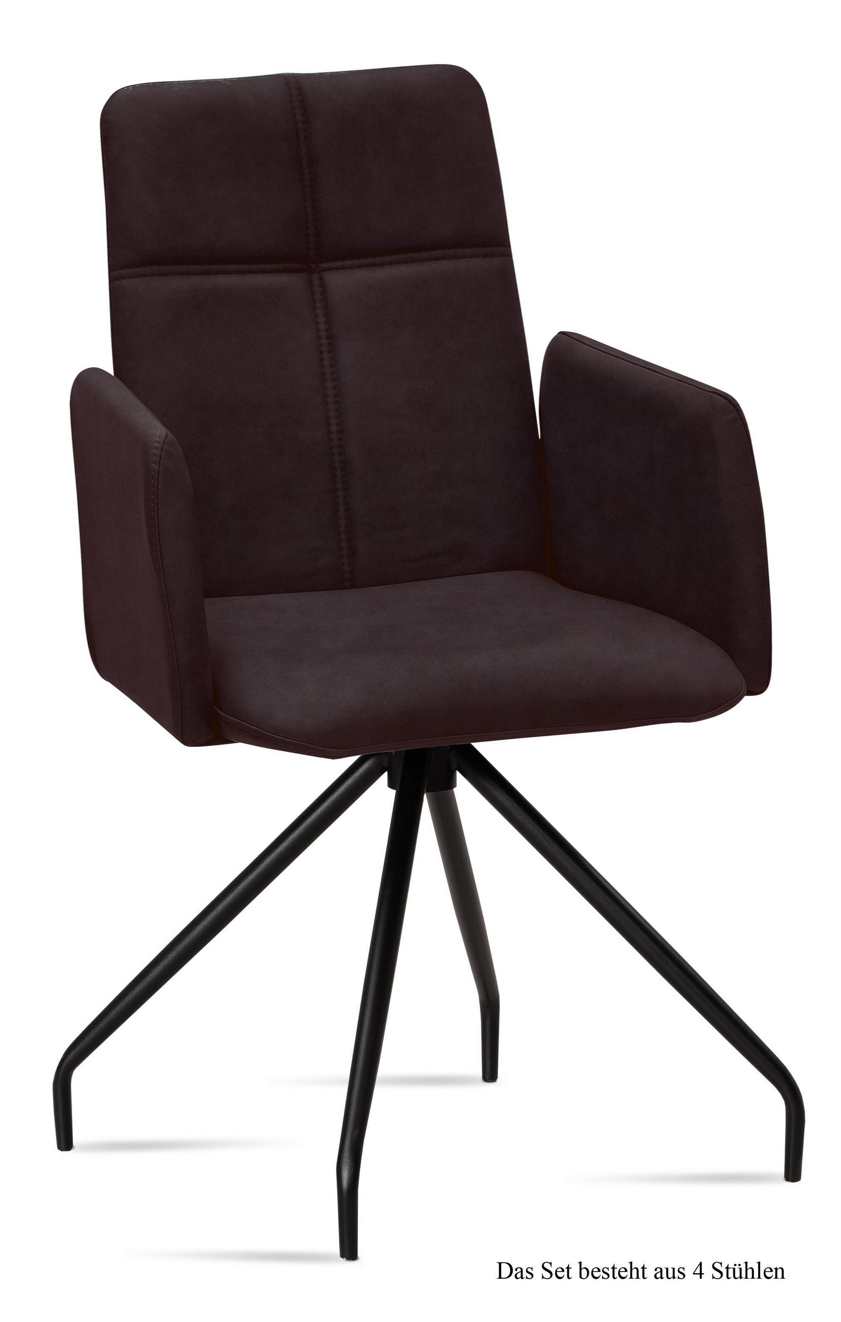 ARMLEHNSTUHL (4er-Set) Devaki 52x92x60 Schwarz/Espresso - Dunkelbraun/Schwarz, Kunststoff (60/92/52cm) - 58aufmkessel