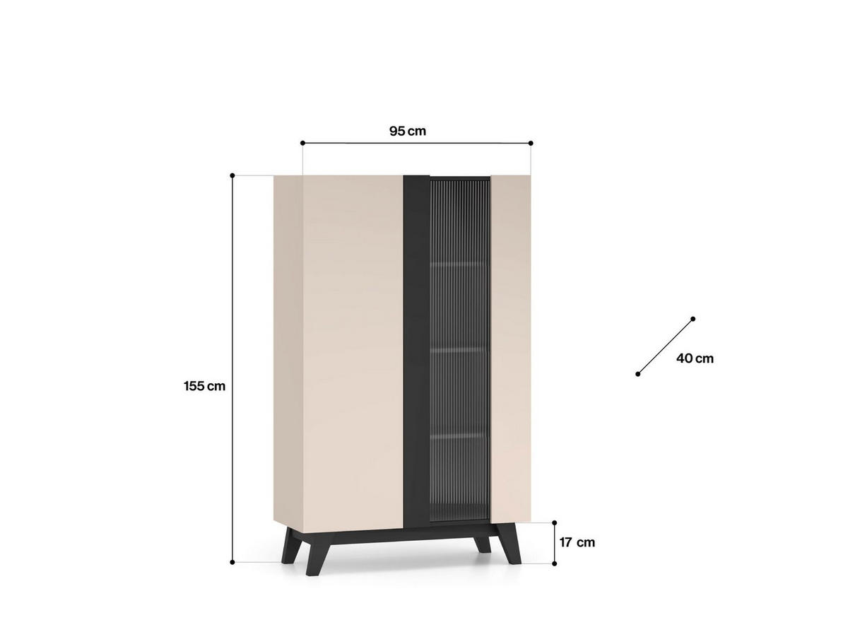 SIDEBOARD FRESHION Beige 95x40x155 cm - Beige, Holzwerkstoff (95/155/40cm) - FURNLUX