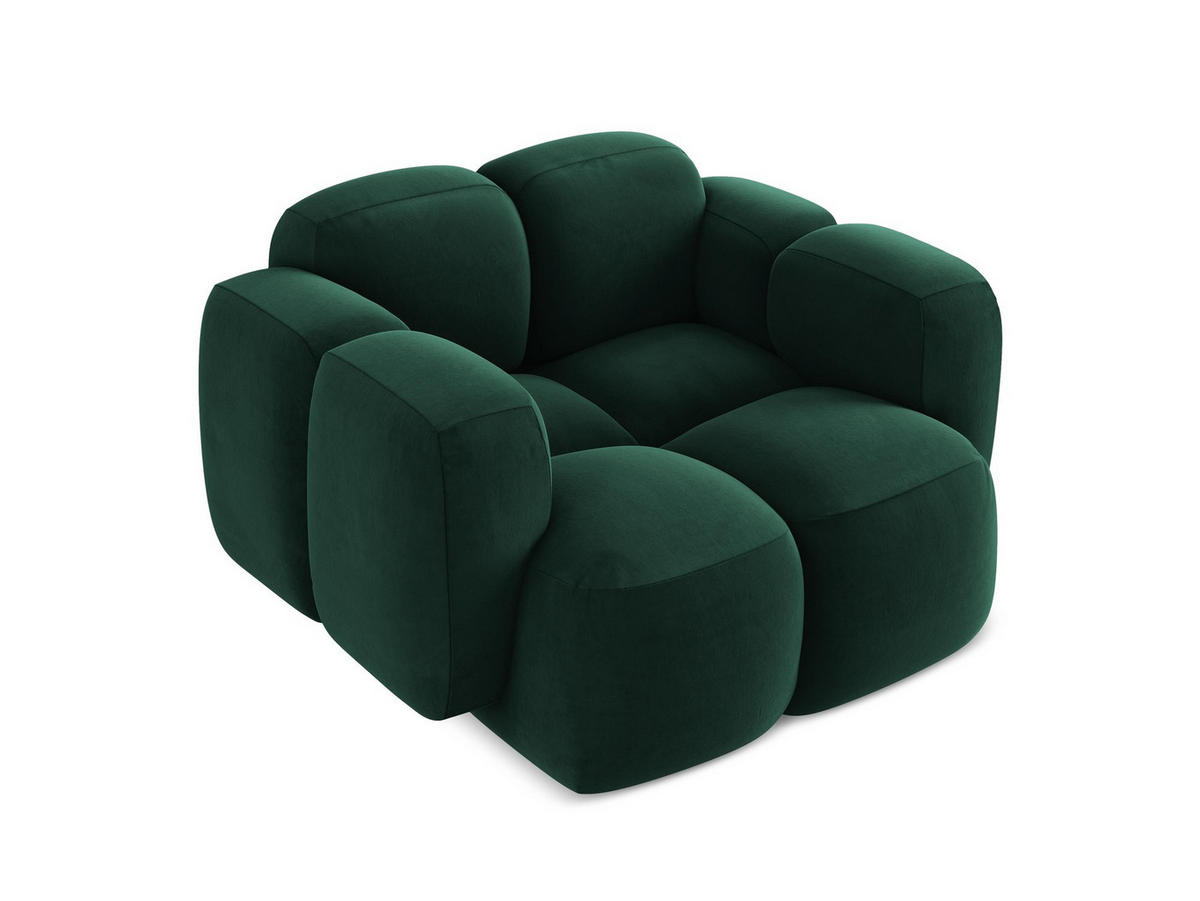 SESSEL Samt Stoff Grün - Dunkelgrün/Schwarz, Holzwerkstoff/Kunststoff (120/72/115cm) - Makamii