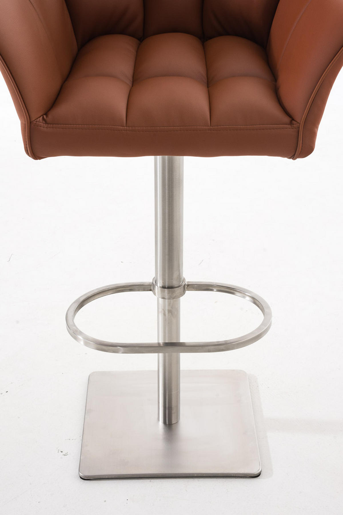 BARHOCKER 2er Set Damaskus Kunstleder edelstahl hellbraun - Edelstahlfarben/Braun, Kunststoff/Metall (64/110/48cm) - TPFLiving