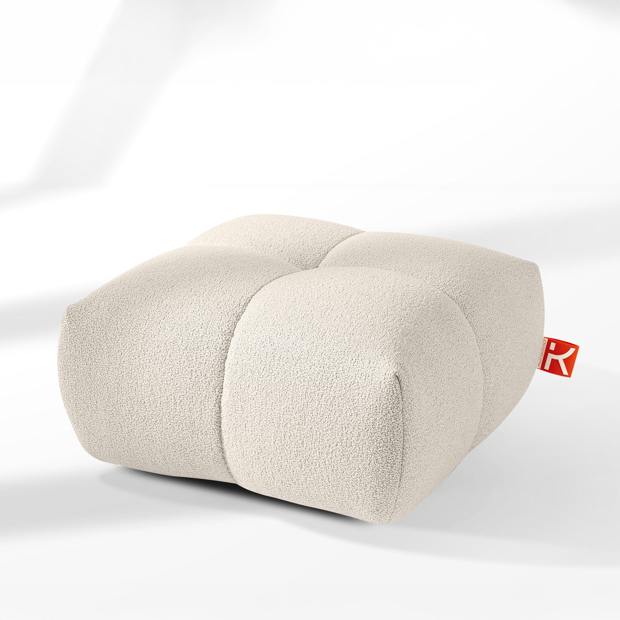 POUF VENA Bouclé, Weiß - Weiß, Holz/Textil (65/38/65cm) - KONSIMO®