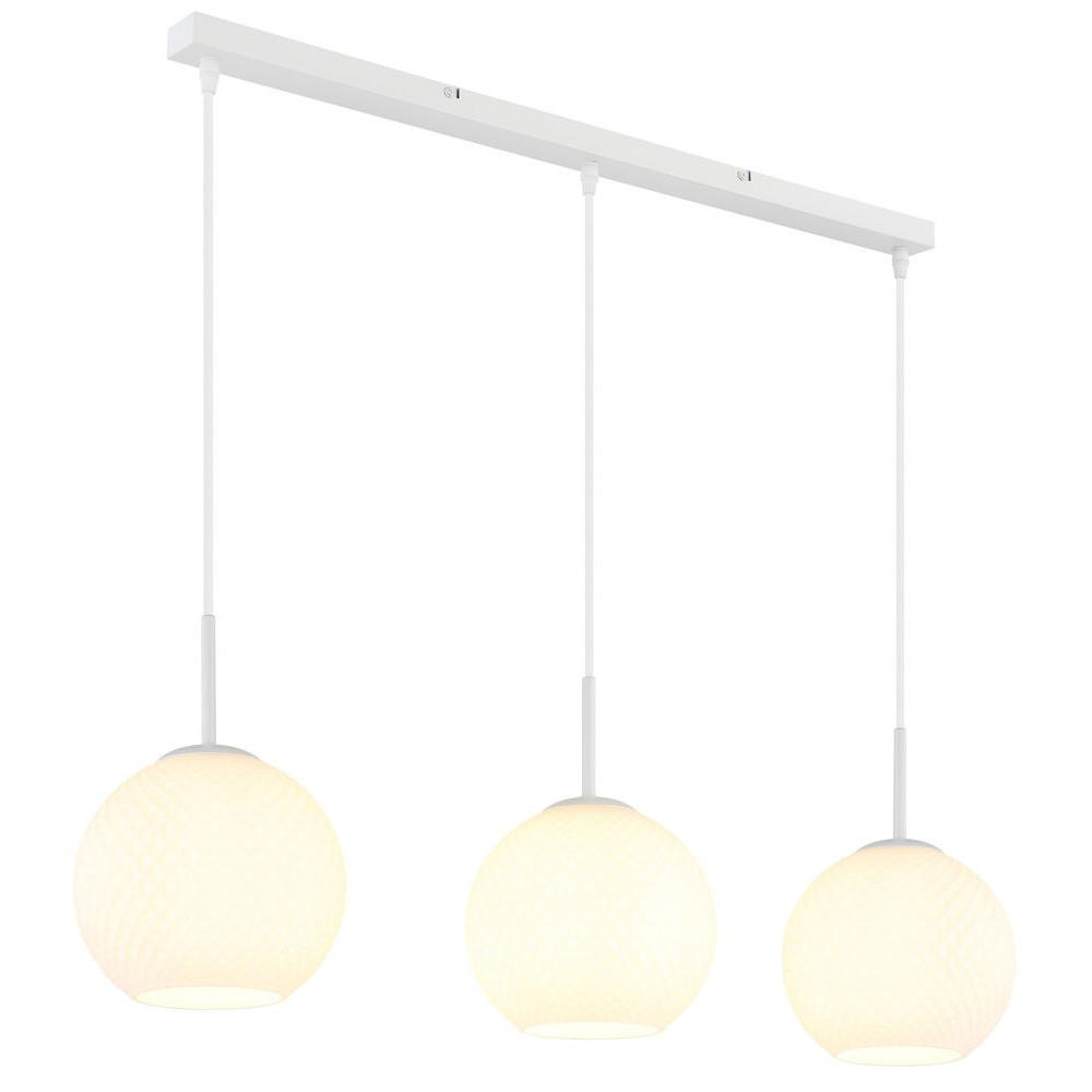 LED HÄNGELEUCHTE ANDRE Metall Glas weiß matt - Weiß, Glas (90/20/120cm) - Globo Lighting
