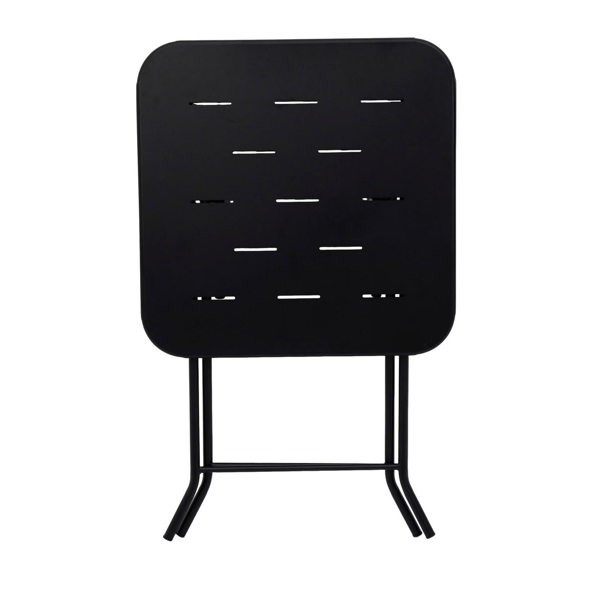 BISTROSET 60/60/73 cm mit 2 klappbaren Stühlen, aus Stahl mit E-Beschichtung, Schwarz - Schwarz, Metall - Redom