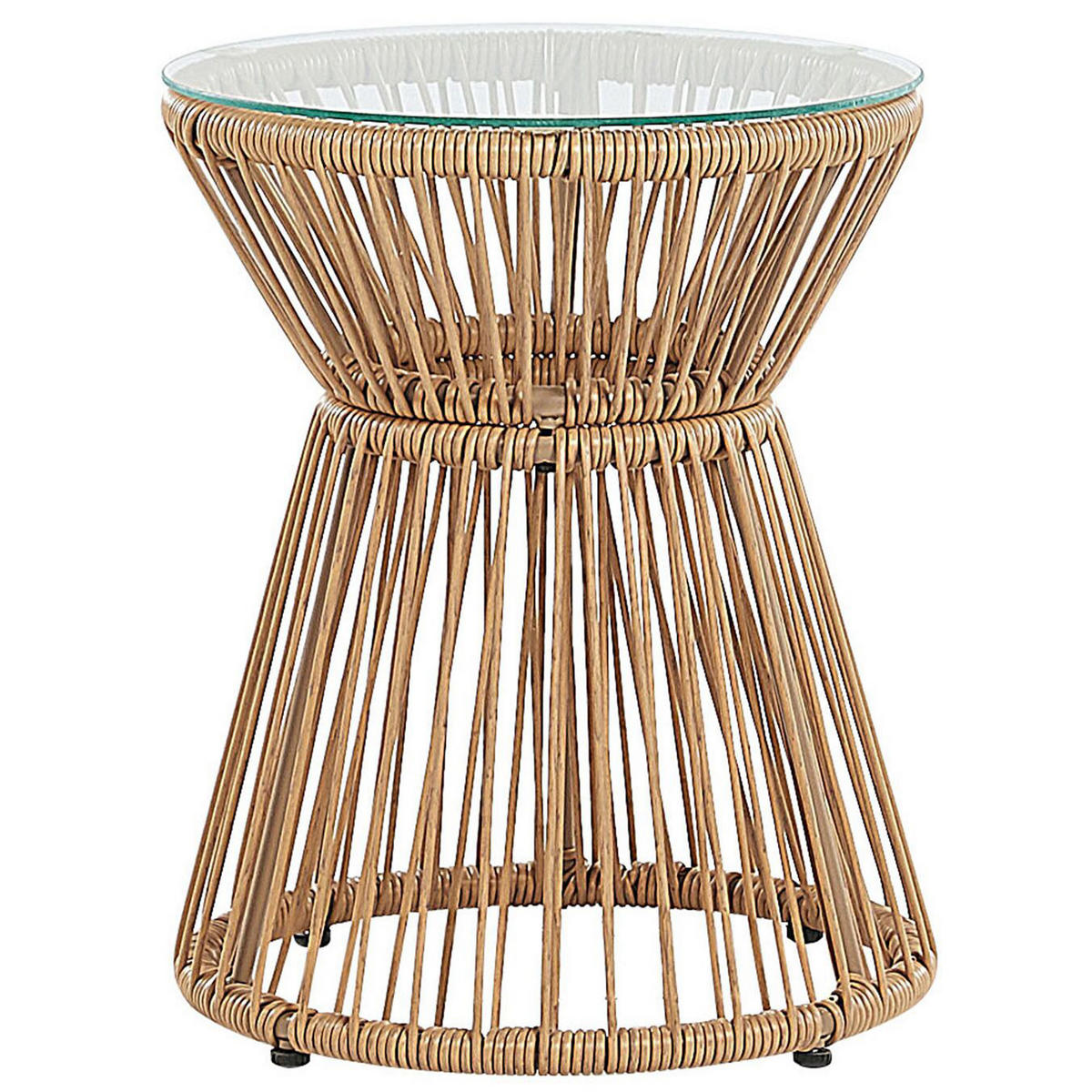 BALKONSET 2-Sitzer Rattan natürlich Auflagen hellgrau Trestina - Beige/Schwarz, Kunststoff - Beliani