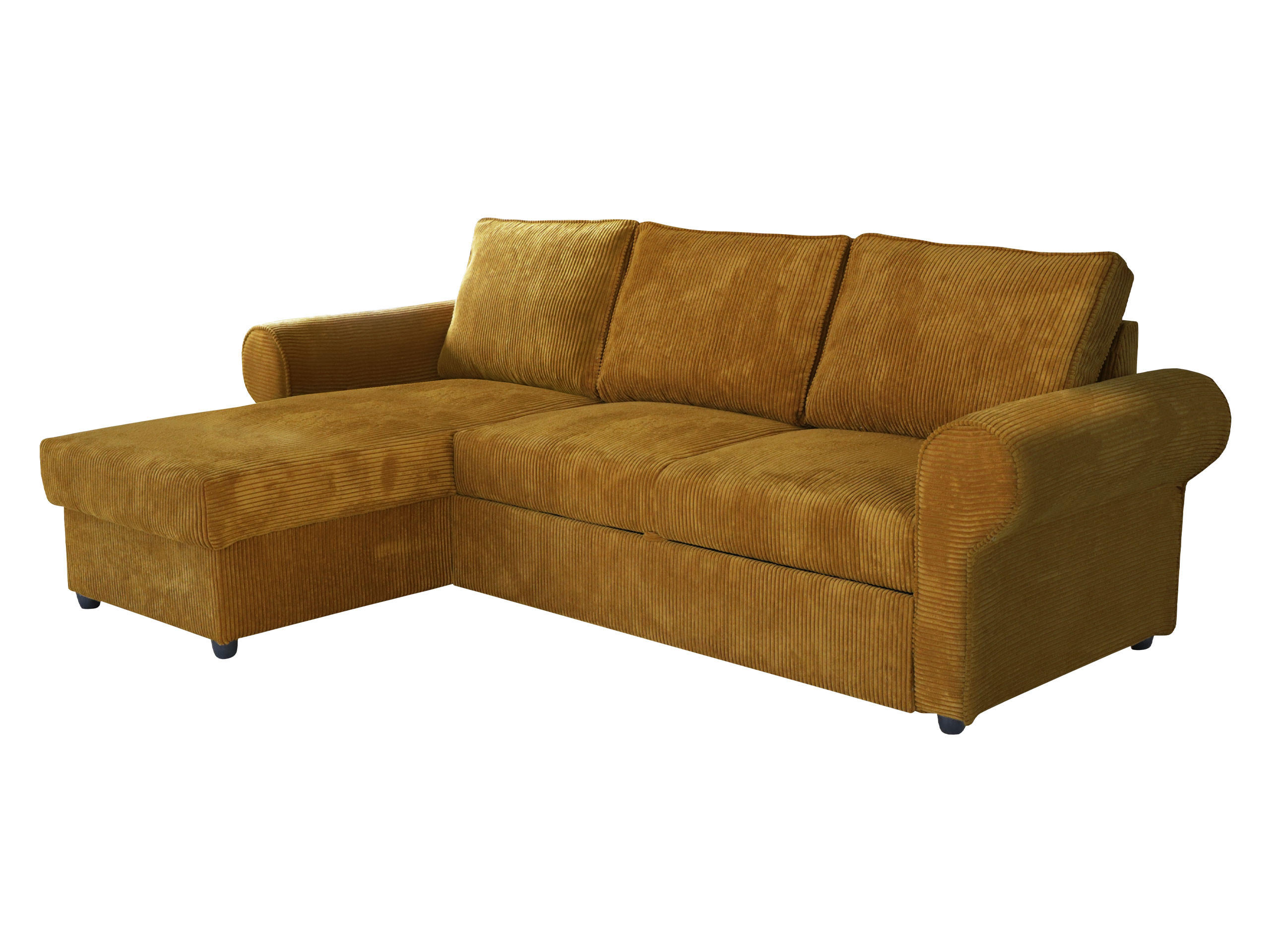 ECKSOFA Monaco Cord - Schwarz/Bronzefarben, Holz/Textil (246/155cm) - MIRJAN24
