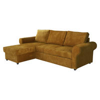ECKSOFA Monaco Cord - Schwarz/Bronzefarben, Holz/Textil (246/155cm) - MIRJAN24