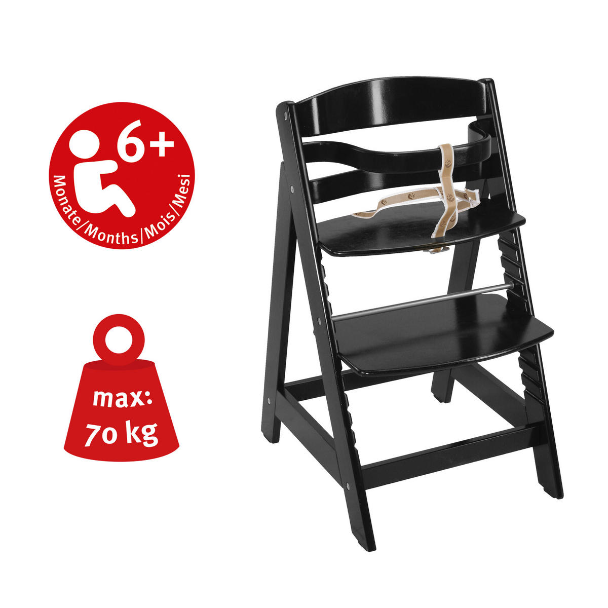 HOCHSTUHL Sit Up III Schwarz - Schwarz, Holzwerkstoff (44.5/80/54cm) - Roba