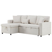ECKSOFA L-Form Schlafcouch mit Stauraum und USB-Anschluss Samt Beige 214/131/87 cm - Beige, Textil (214/131cm) - OKWISH