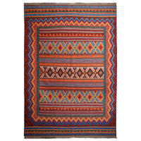 HANDWEBTEPPICH Sumak Sirdjan Kelim Bunt 229/156 cm Schurwolle - Multicolor, Textil (156/229cm) - Looma