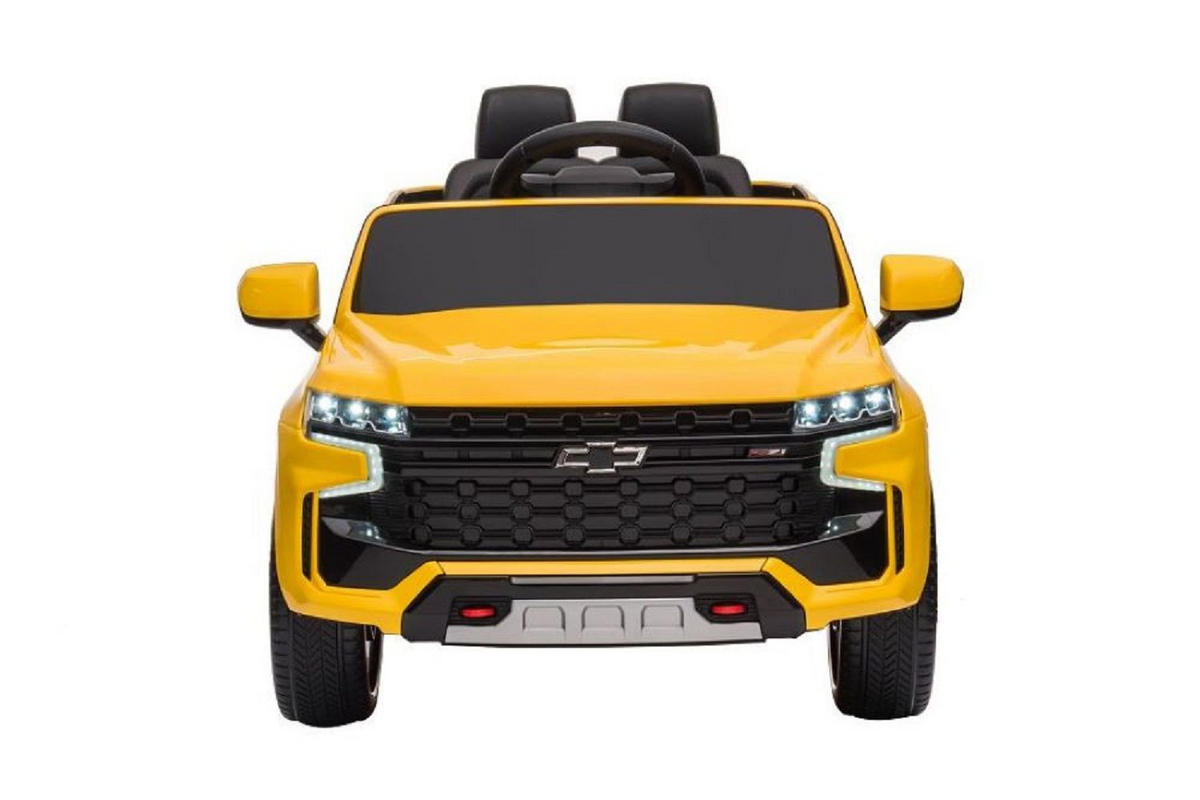 KINDER ELEKTROAUTO Chevrolet Tahoe gelb EVA-Reifen, Kunstledersitz, Stoßdämpfer, Fernbedienung, Musikfunktion - Gelb, Kunststoff (110/67/53cm) - Es-Toys