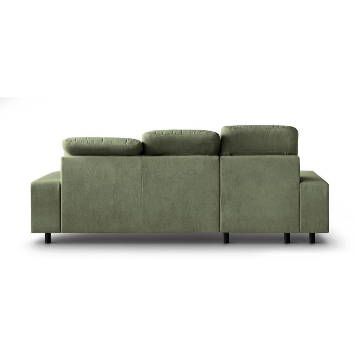 ECKSCHLAFSOFA Leon L Grün - Schwarz/Grün, Kunststoff/Textil (255/120cm) - Beautysofa