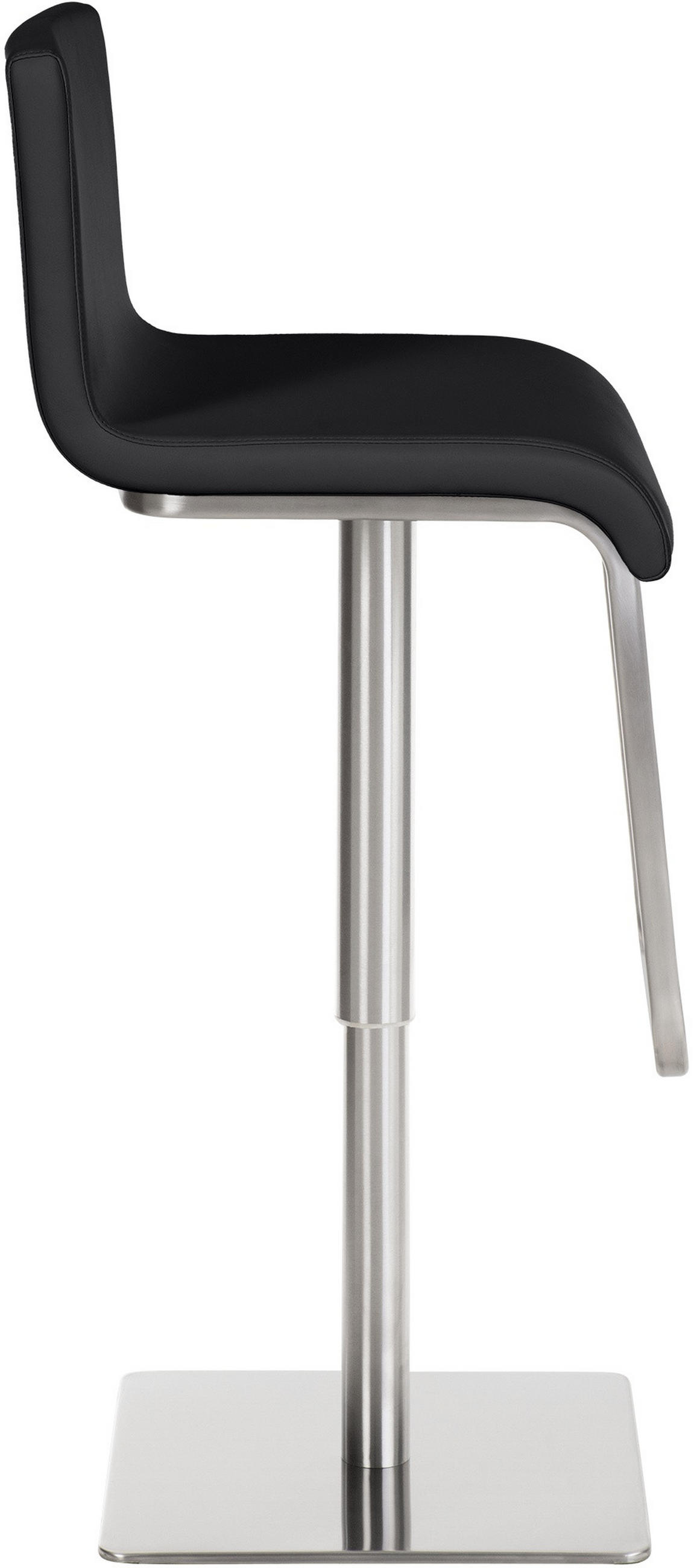 BARHOCKER Bitor Kunstleder Schwarz Silber - Schwarz, Leder/Metall (39/80/46cm) - DELUKE
