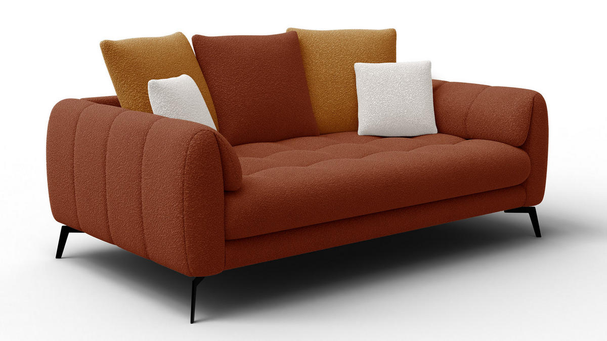 SOFA CALME 2,5-Sitzer, dunkelorange und écru - Dunkelorange, Holz/Textil (199/92/108cm) - Courtois Laville