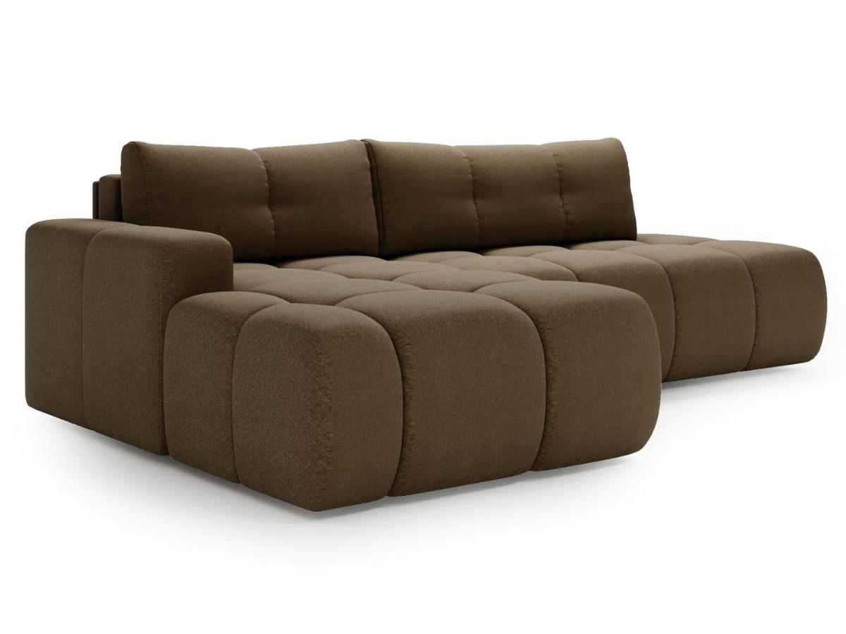 ECKSOFA Montero Bouclé-Stoff Braun Rechts - Braun, Holz/Textil (280/177cm) - Graingold