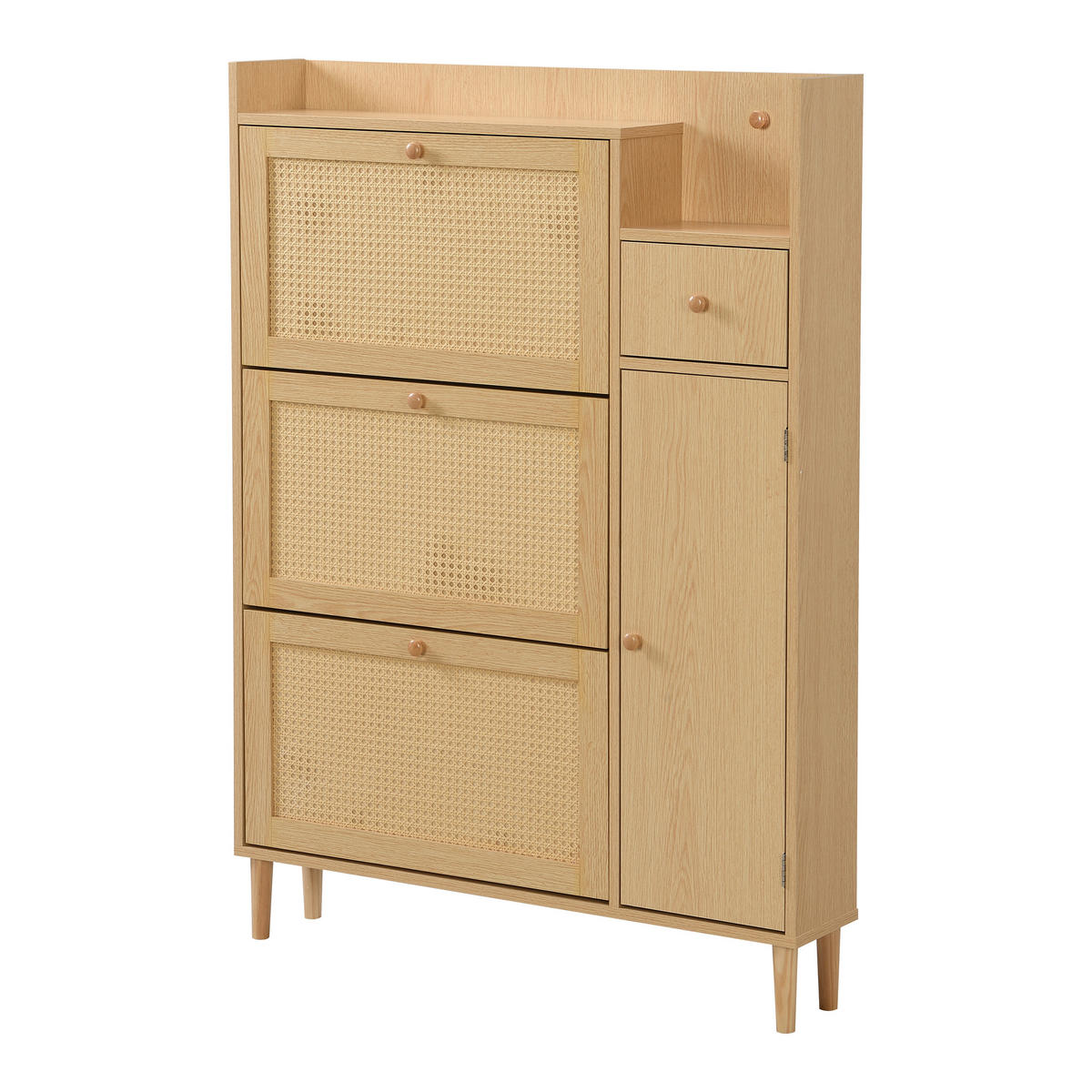 SCHUHSCHRANK Natural 90/17/125 cm - Naturfarben, Holzwerkstoff (90/125/17cm) - PANGIVO