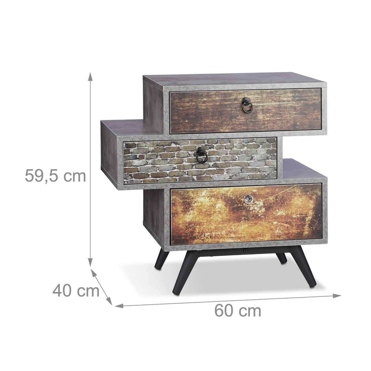 KOMMODE - Multicolor, Holzwerkstoff/Metall (60/59.5/40cm) - Relaxdays