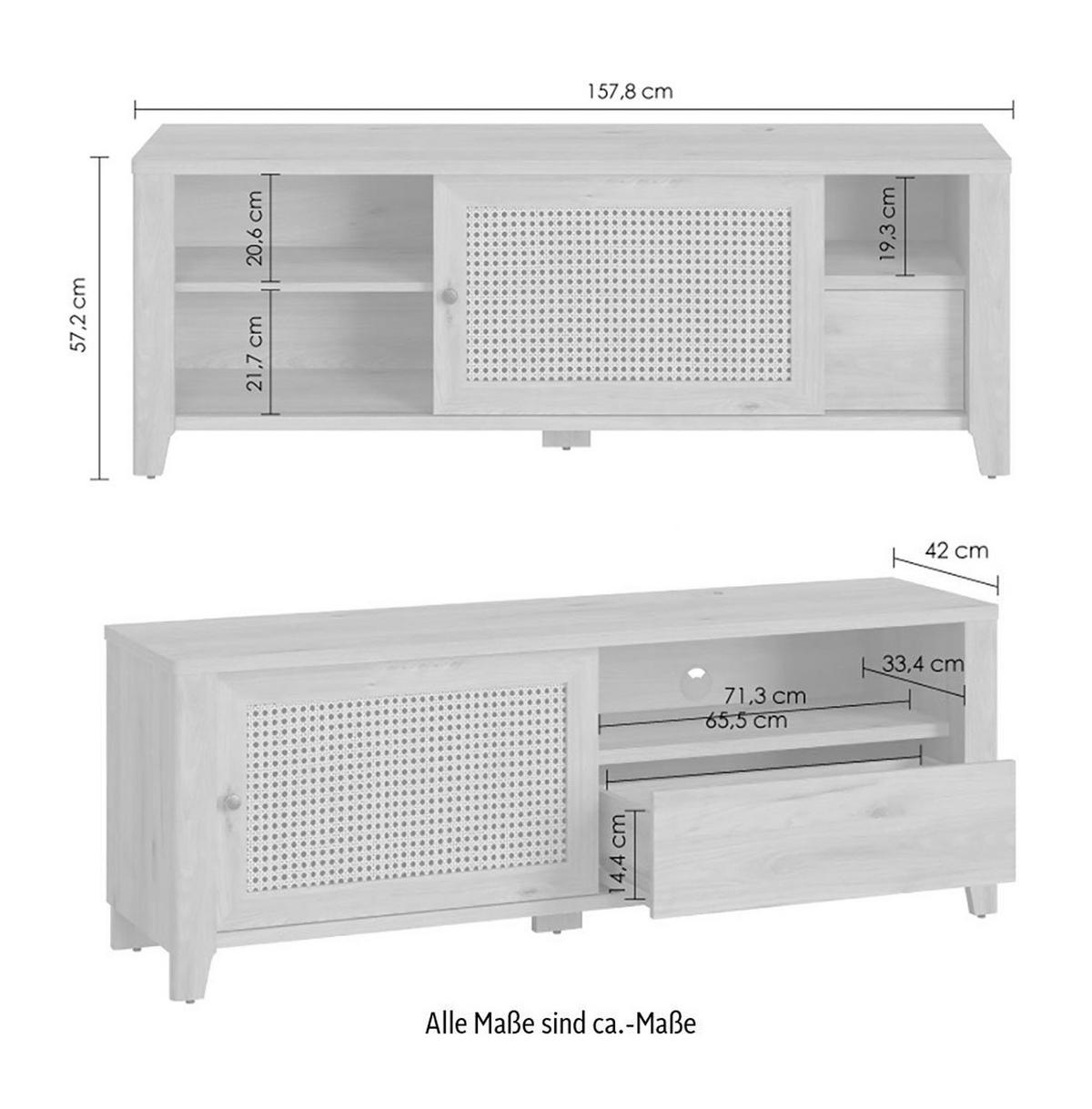 LOWBOARD Cestino Jackson Hickory / Amadeus 157 / 42 / 57cm - Multicolor/Braun, Holz/Holzwerkstoff (157/57/42cm) - Feldmann-Wohnen