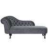 CHAISELONGUE Samtstoff grau linksseitig Nimes - Schwarz/Grau, Textil (170/79/61cm) - Beliani