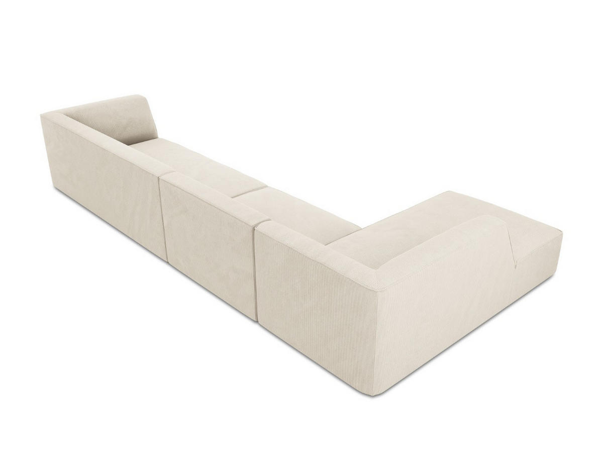 ECKSOFA links Ruby aus Cord leichtes beige 5 Sitzplätze - Creme, Textil (180/366cm) - Micadoni