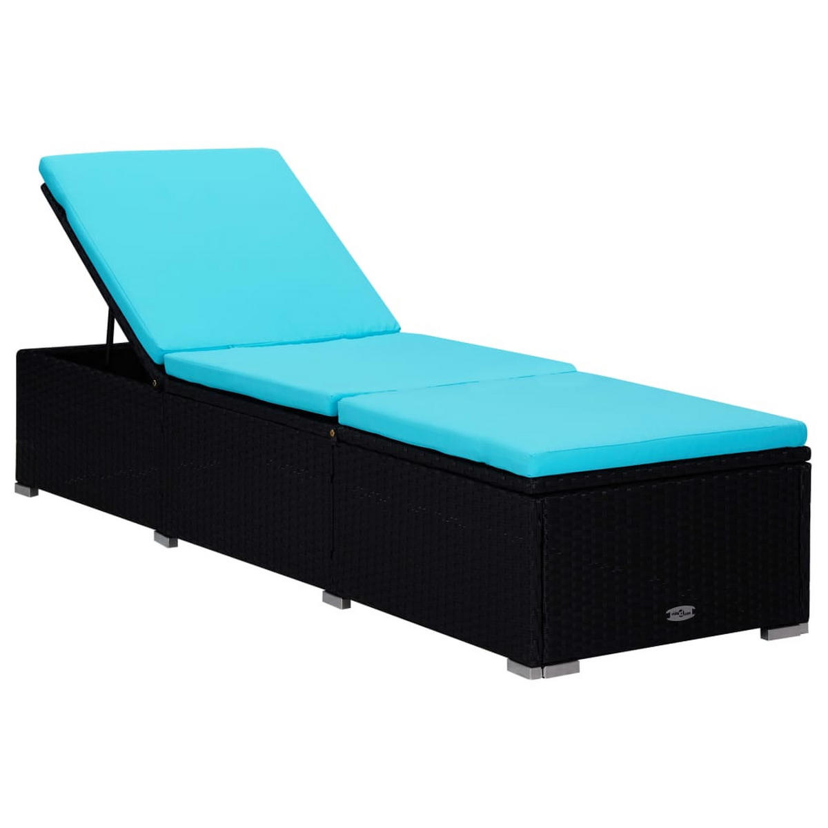 SONNENLIEGE mit Auflage und Teetisch Poly Rattan Blau - Schwarz, Kunststoff (60/31/195cm) - furnicato