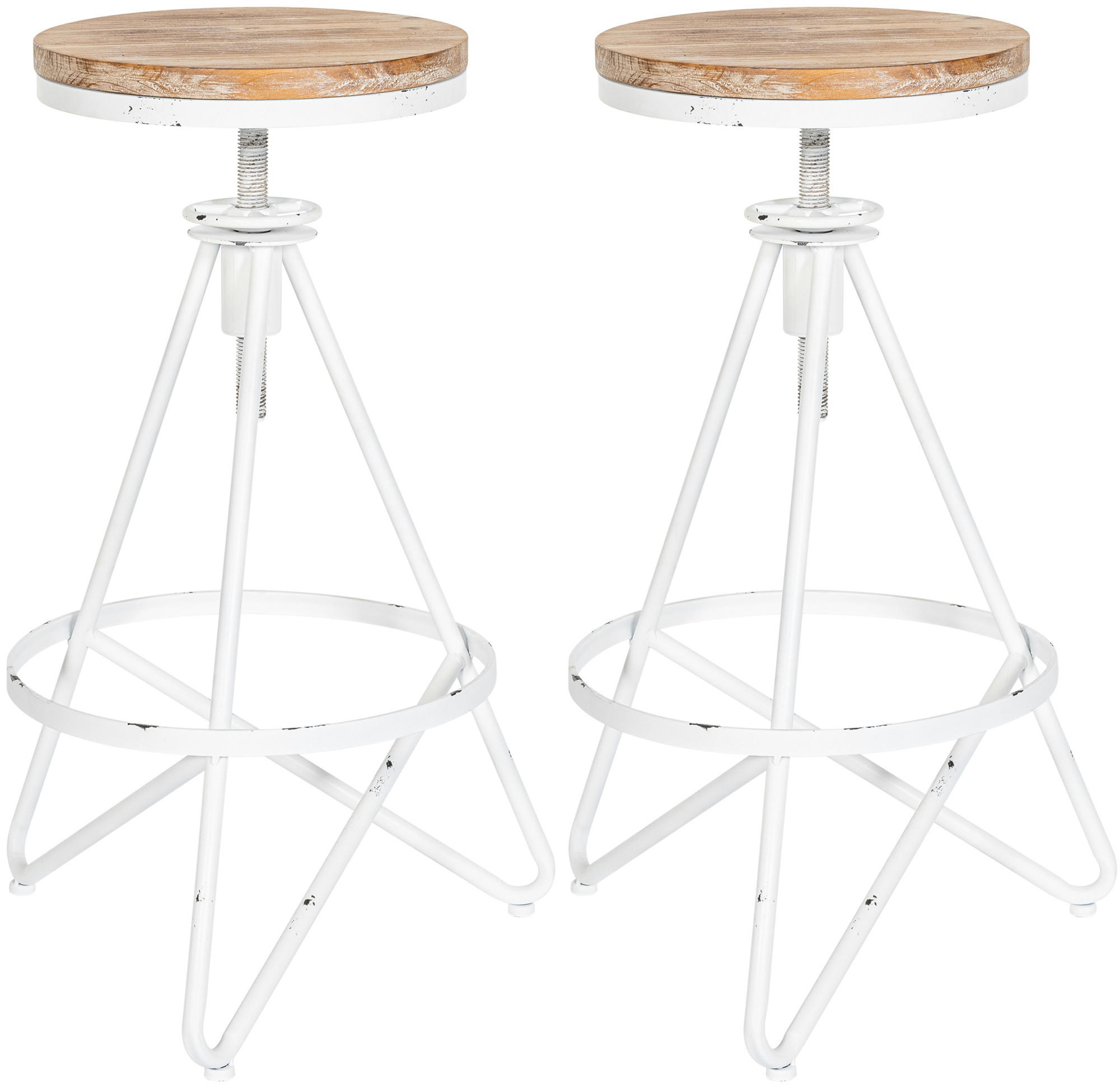 BARHOCKER 2er Set Metall Antik Weiß - Weiß, Metall (44/67/44cm) - CLP