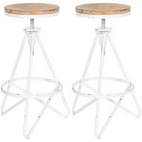 BARHOCKER 2er Set Metall Antik Weiß - Weiß, Metall (44/67/44cm) - CLP