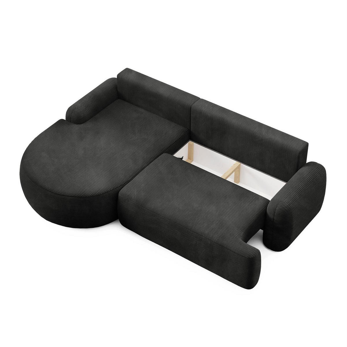 ECKSOFA CLEO II mit Schlaffunktion Version Linke Poso 34 - Dunkelgrau, Kunststoff (264/172cm) - Lookway