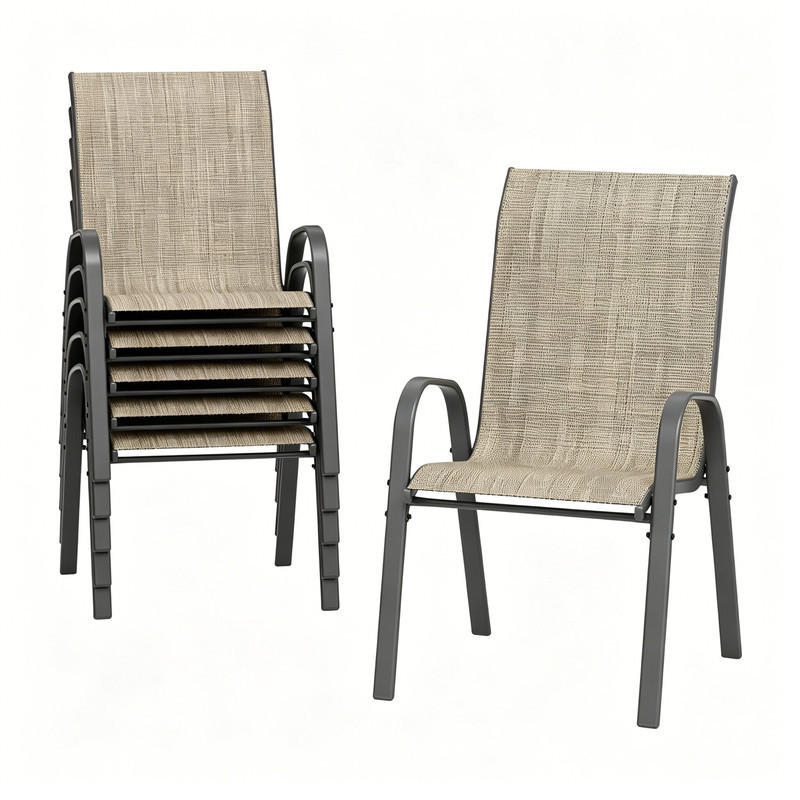 GARTENSTÜHLE 6er-Set – stapelbar, 150 kg, wetterfest,Braun - Braun, Metall (72/96/60cm) - Coonoor