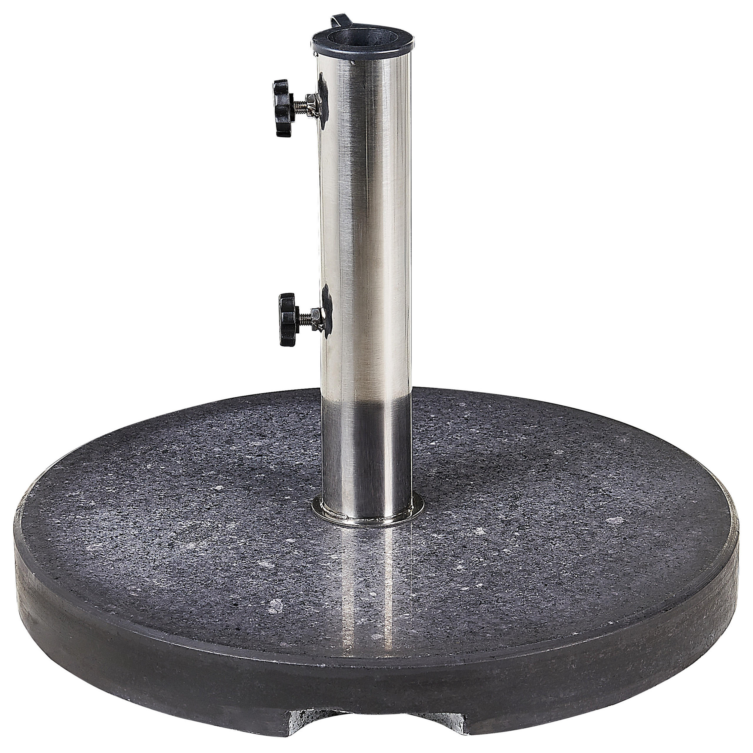 SONNENSCHIRMSTÄNDER Granit/Edelstahl schwarz 45 cm Ceggia - Silberfarben/Schwarz, Stein (45/45cm) - Beliani