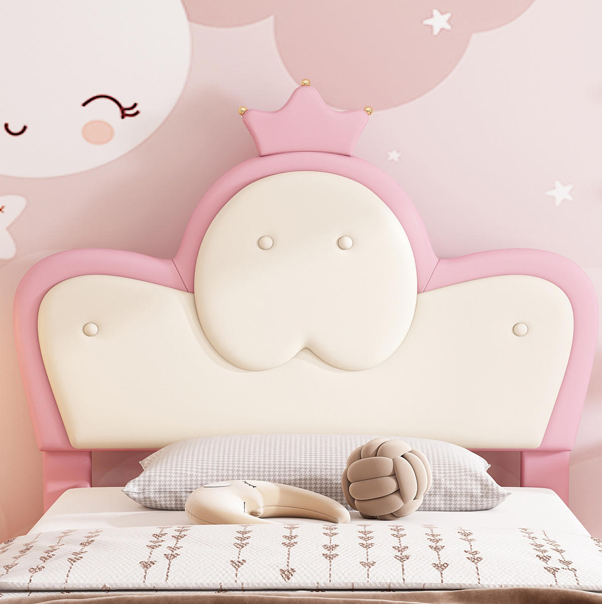 POLSTERBETT 90/200 cm Rosa/Weiß aus PU mit LED-Lichtleiste - Weiß, Kunststoff (90/200cm) - OKMYHOME