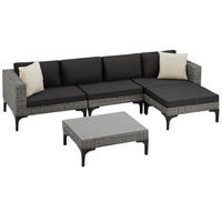 RATTANLOUNGE Konstanza,mit Sicherheitsglasplatte,grau - Grau, Metall - tectake