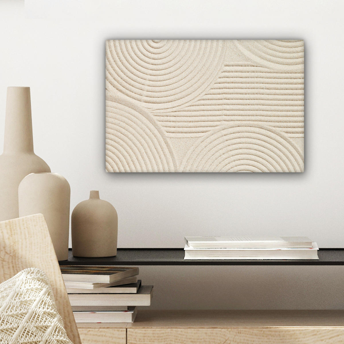 LEINWANDBILD Muster - Abstrakt - Weiß Deko Schlafzimmer 30x20 cm - Beige, Textil (30/20cm) - MuchoWow