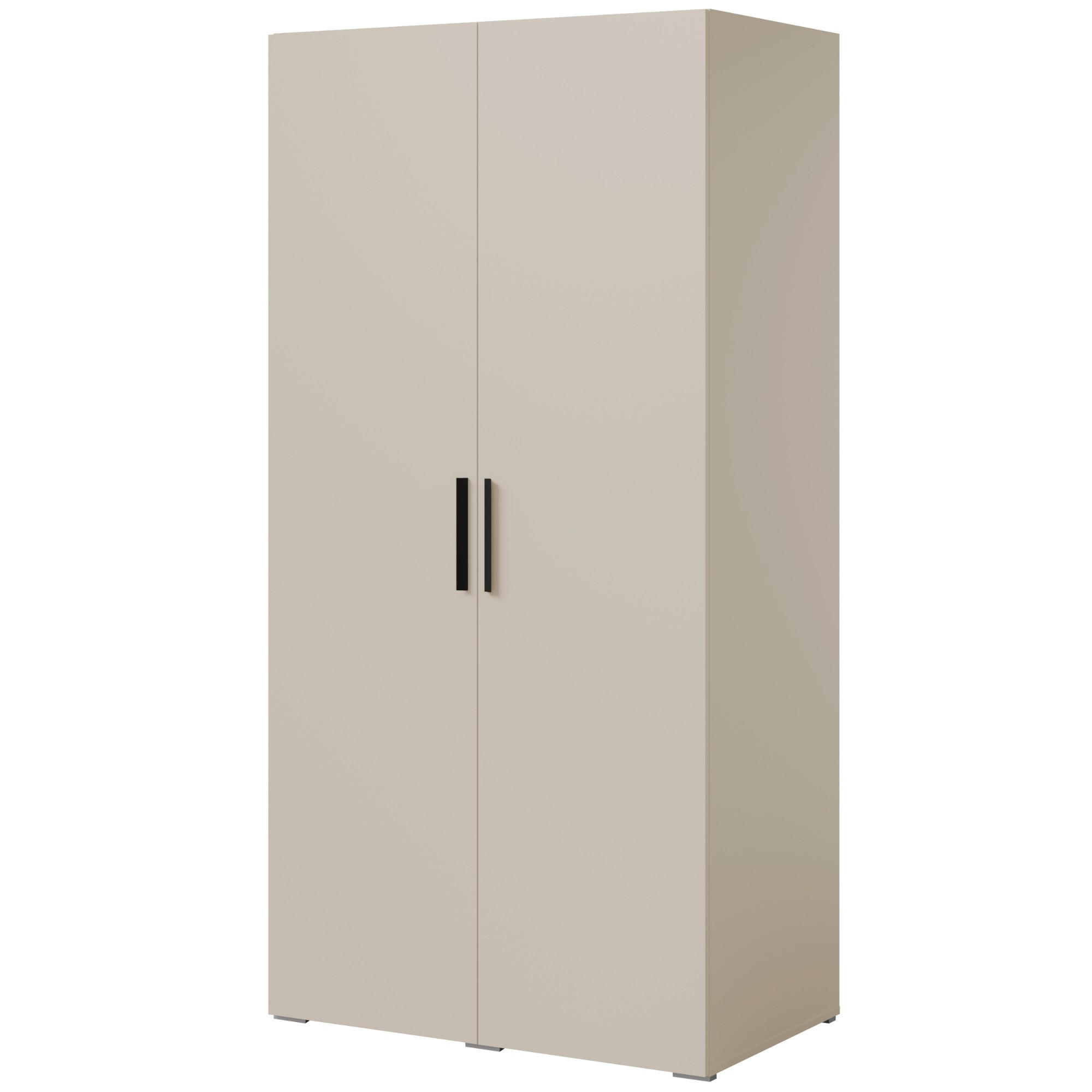 DREHTÜRENSCHRANK Napoli 2D 100 Kaschmir (schwarzer oder goldener Griff) - Kaschmir/Silberfarben, Holzwerkstoff/Kunststoff (100/35/60cm) - mzm24