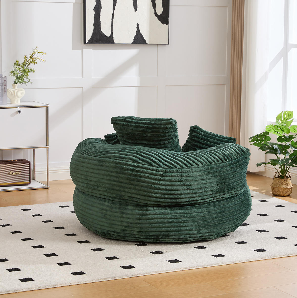 SITZSACK mit hoher Rückenlehne 108 x 108 x 52 cm Cord Emerald - Smaragdgrün, Textil (108/52/108cm) - Meubliv