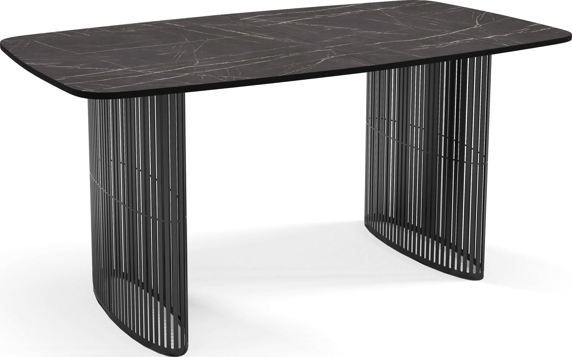 ESSTISCH Cavaro rechteckig oval ausziehbar, Marmor Schwarz 180-256/90/76 cm - Anthrazit/Schwarz, Holzwerkstoff/Metall (90/256/76cm) - WFL GROUP