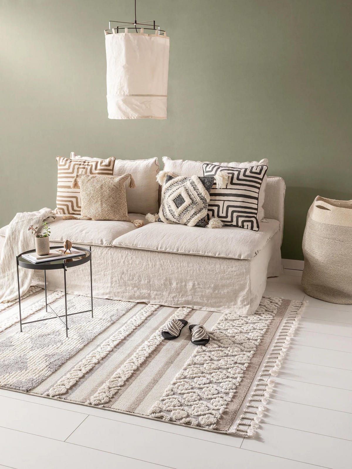 TEPPICH Oyo Cream/Grau 160x230 cm - Creme, Textil (160/230cm) - benuta Pop