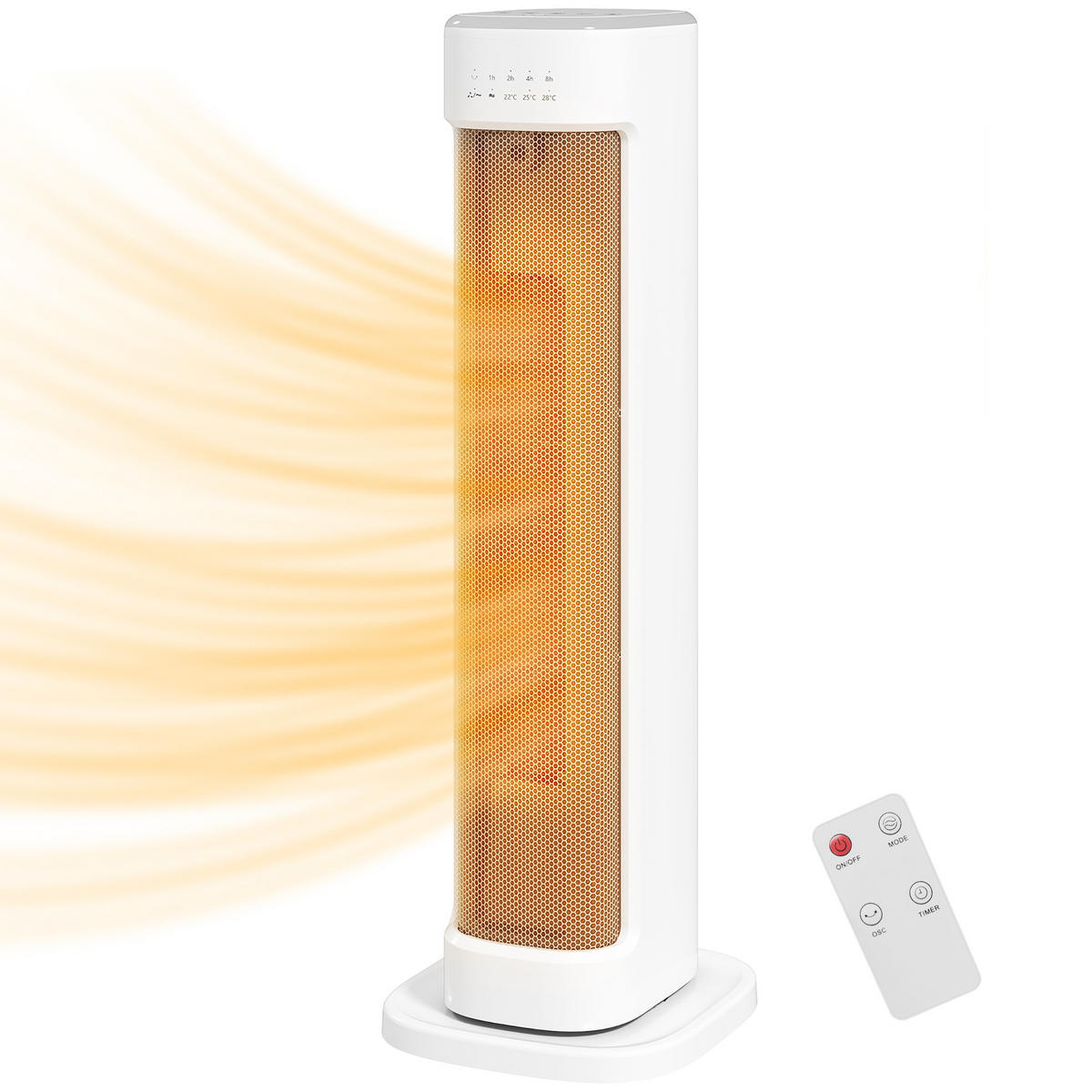 HEIZLÜFTER DE-17058 PTC 2000 W mit Timer & Fernbedienung Weiß - Weiß, Kunststoff (19.7/61/21cm) - ComfortXL