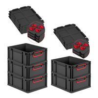 EUROBOX 5x NextGen Color mit Auflagedeckel 17x30x40 cm 16 Liter Schwarz Griffe rot zu - Rot/Schwarz, Kunststoff (30/17/40cm) - PROREGAL