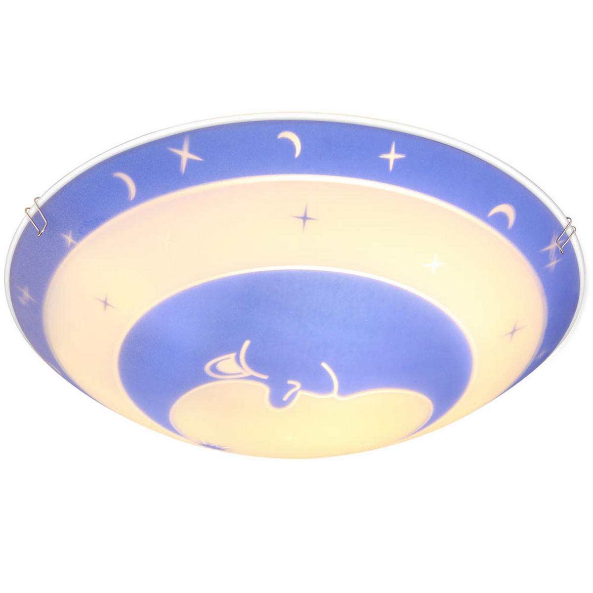 KINDERDECKENLEUCHTE Metall Glas Blau Weiß - Blau, Glas/Metall (30/30/9cm) - Globo Lighting