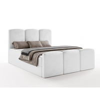 BOXBETT SAVIO 180x200 cm mit Bettkasten, Bonell-Matratze H3 und Topper – Samt Weiß - Weiß, Textil (180/200cm) - Luxkor24