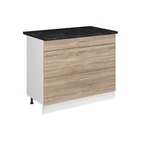 SPODNÍ SKŘÍŇKA KUCHYŇSKÉ LINKY R-Line, Sonoma/Bílá, 100 cm pracovná doska antracitová - bílá/Sonoma dub, kompozitní dřevo (100/81.6/60cm) - Vicco